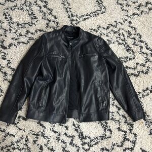 GUESS Coat Moto Jacket Quilted Lining Removable Hood Sz M PERFECT COND!!